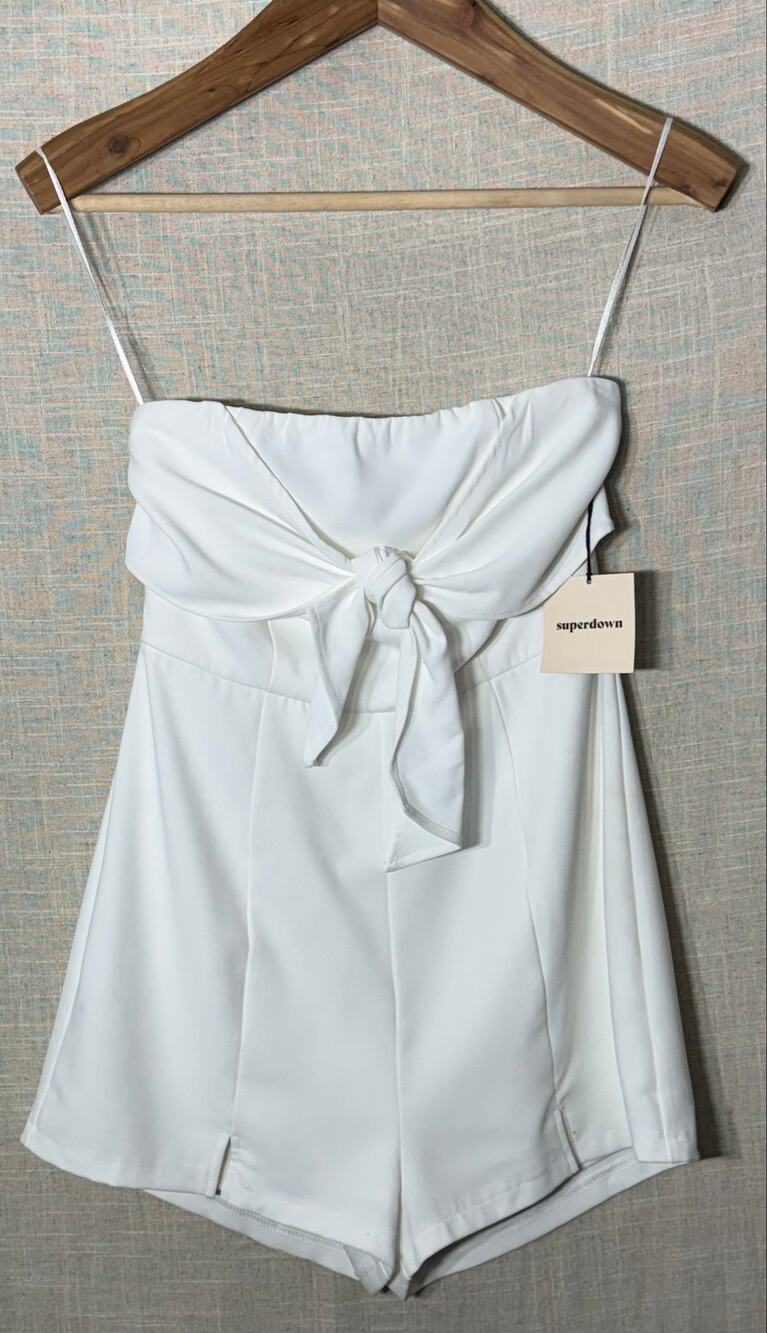 SUPERDOWN White Strapless Tie Front Romper NWT Size Small